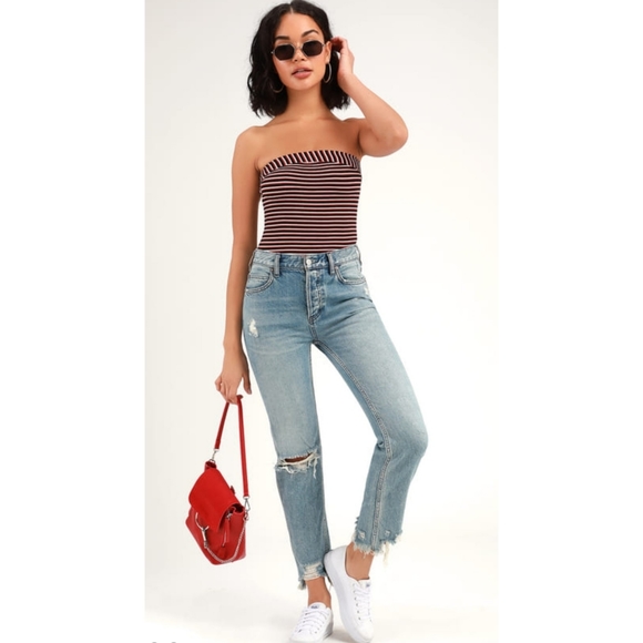 Free People Show Me Ribbed Striped Tube Top - Picture 2 of 11